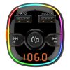 Bluetooth FM transmitter, 2xUSB, Micro SD kártyaolvasó, QC3.0, LED kijelző, 7 színű fénycsík, fekete, BC52L