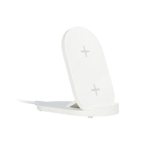 Wireless töltő / asztali állvány, Qi töltés, 15W, fehér, Q900