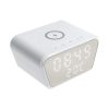 Vezeték nélküli töltő beépített órával és hőmérővel, QC3.0, fehér