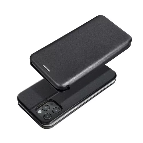 iPhone 14 (6.1") telefontok, könyvtok, mágneszáras, szilikon keretes, fekete, Forcell Elegance