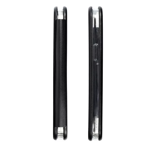 iPhone 14 (6.1") telefontok, könyvtok, mágneszáras, szilikon keretes, fekete, Forcell Elegance