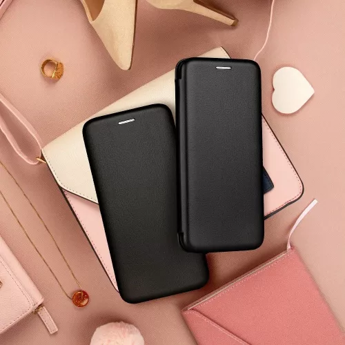 iPhone 14 (6.1") telefontok, könyvtok, mágneszáras, szilikon keretes, fekete, Forcell Elegance