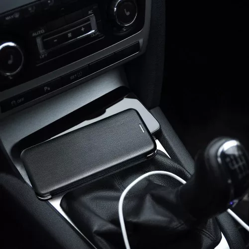 iPhone 14 (6.1") telefontok, könyvtok, mágneszáras, szilikon keretes, fekete, Forcell Elegance