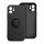 iPhone 14 Pro Max (6.7") gyűrűs hátlap tok, szilikon tok, velúr belső, fekete, Forcell Silicone Ring