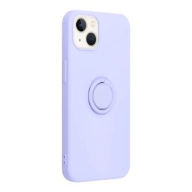  iPhone 14 Pro (6.1") gyűrűs hátlap tok, szilikon tok, velúr belső, lila, Forcell Silicone Ring