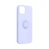 iPhone 14 Pro (6.1") gyűrűs hátlap tok, szilikon tok, velúr belső, lila, Forcell Silicone Ring