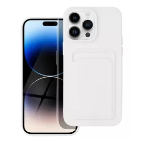   iPhone 14 Pro (6,1") szilikon tok, hátlap tok, bankkártya tartós, fehér, Card