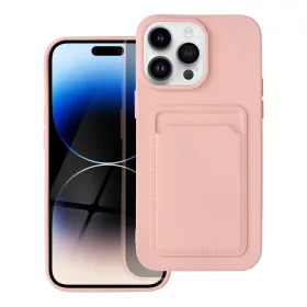   iPhone 14 Pro (6,1") szilikon tok, hátlap tok, bankkártya tartós, rózsaszín / barackvirág, Card