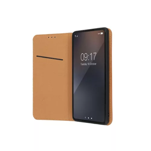iPhone 14 (6.1") bőr telefon tok, könyvtok, oldalra nyíló tok, mágnesesen záródó, barna, Forcell Leather