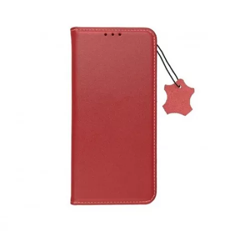 iPhone 14 (6.1") bőr telefon tok, könyvtok, oldalra nyíló tok, mágnesesen záródó, piros, Forcell Leather