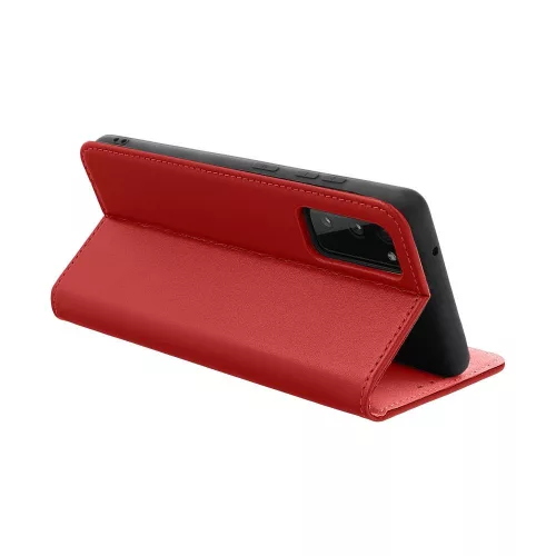 iPhone 14 (6.1") bőr telefon tok, könyvtok, oldalra nyíló tok, mágnesesen záródó, piros, Forcell Leather