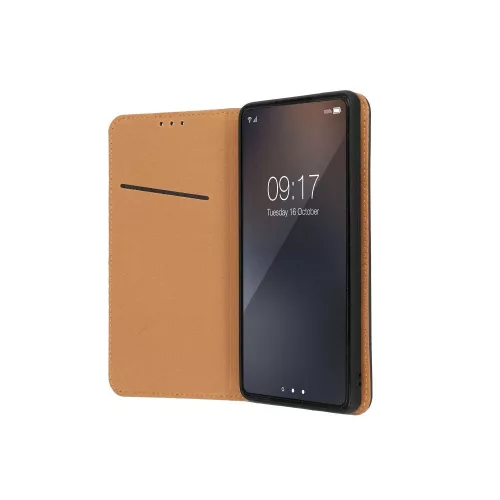 iPhone 14 Plus (6.7") bőr telefon tok, könyvtok, oldalra nyíló tok, mágnesesen záródó, fekete, Forcell Leather