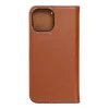 iPhone 14 Pro (6.1") bőr telefon tok, könyvtok, oldalra nyíló tok, mágnesesen záródó, barna, Forcell Leather