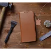 iPhone 14 Pro (6.1") bőr telefon tok, könyvtok, oldalra nyíló tok, mágnesesen záródó, barna, Forcell Leather