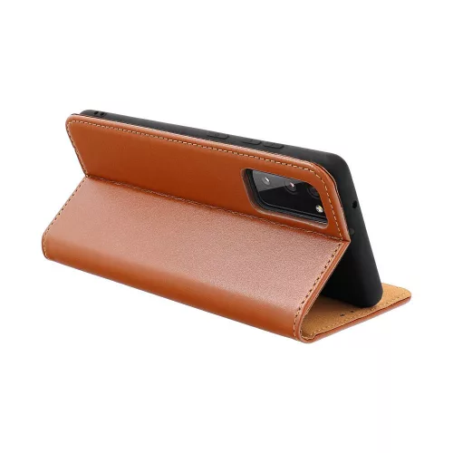 iPhone 14 Pro Max (6.7") bőr telefon tok, könyvtok, oldalra nyíló tok, mágnesesen záródó, barna, Forcell Leather