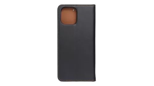 iPhone 14 Pro Max (6.7") bőr telefon tok, könyvtok, oldalra nyíló tok, mágnesesen záródó, fekete, Forcell Leather