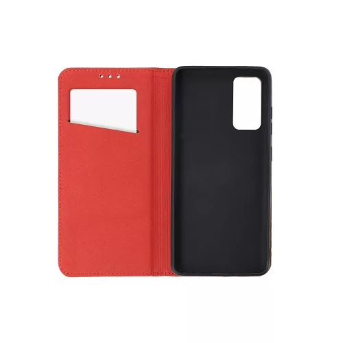 iPhone 14 Pro Max (6.7") bőr telefon tok, könyvtok, oldalra nyíló tok, mágnesesen záródó, piros, Forcell Leather