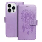 iPhone 14 Pro (6.1") telefon tok, könyvtok, oldalra nyíló tok, mágnesesen záródó, lila, dreamcatcher, Forcell Mezzo