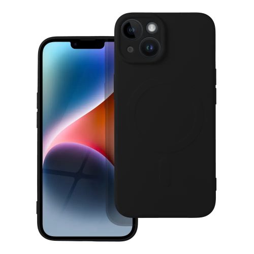 iPhone 14 Pro Max (6,7") telefon tok, szilikon tok, mikroszálas belső, fekete, Silicone Mag Cover