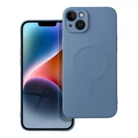   iPhone 14 Plus (6,7") telefon tok, szilikon tok, magsafe, mikroszálas belső, kék, Silicone Mag Cover