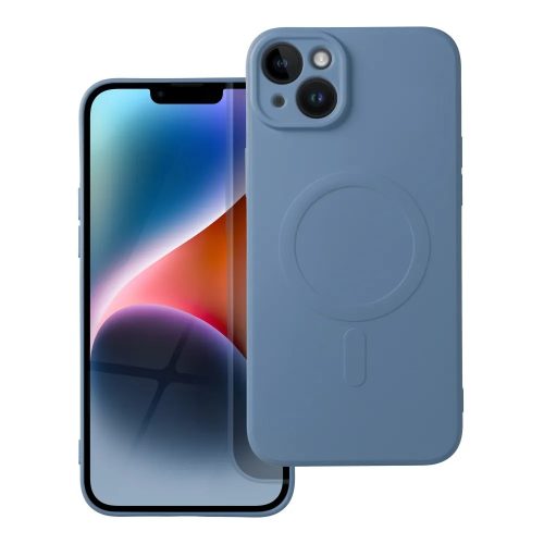 iPhone 14 Plus (6,7") telefon tok, szilikon tok, mikroszálas belső, kék, Silicone Mag Cover