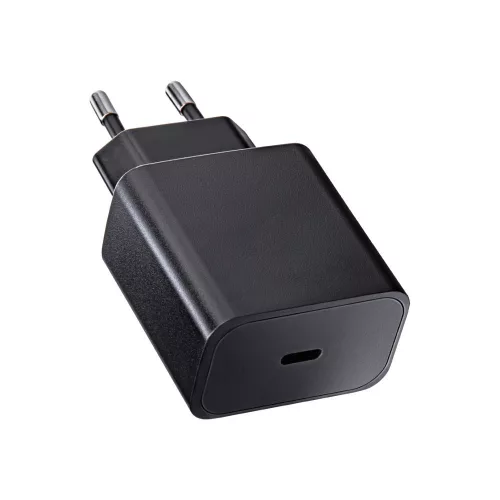 Univerzális hálózati gyors töltőfej, Type-C csatlakozóval, fekete, 3A / 25W, PD / QC 4.0, Bluestar