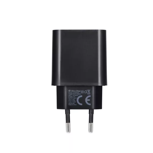 Univerzális hálózati gyors töltőfej, Type-C csatlakozóval, fekete, 3A / 25W, PD / QC 4.0, Bluestar