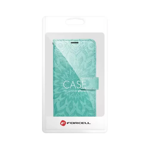 Samsung Galaxy S23 Plus telefon tok, könyvtok, oldalra nyíló tok, mágnesesen záródó, zöld, mandala, SM-S916, Forcell Mezzo