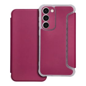   Samsung Galaxy S23 Plus telefon tok, könyvtok, oldalra nyíló tok, mágnesesen záródó, bordó, SM-S916, Forcell Piano