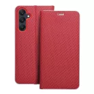 Samsung Galaxy A34 telefon tok, könyvtok, oldalra nyíló tok, mágnesesen záródó, piros, SM-A346, Luna Book