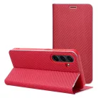 Samsung Galaxy A34 telefon tok, könyvtok, oldalra nyíló tok, mágnesesen záródó, piros, SM-A346, Luna Book