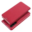 Samsung Galaxy A34 telefon tok, könyvtok, oldalra nyíló tok, mágnesesen záródó, piros, SM-A346, Luna Book