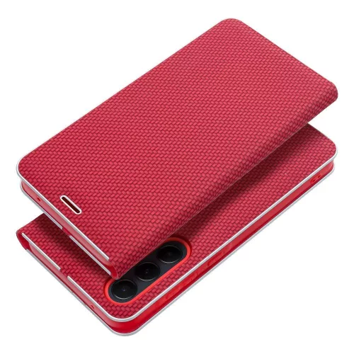 Samsung Galaxy A34 telefon tok, könyvtok, oldalra nyíló tok, mágnesesen záródó, piros, SM-A346, Luna Book