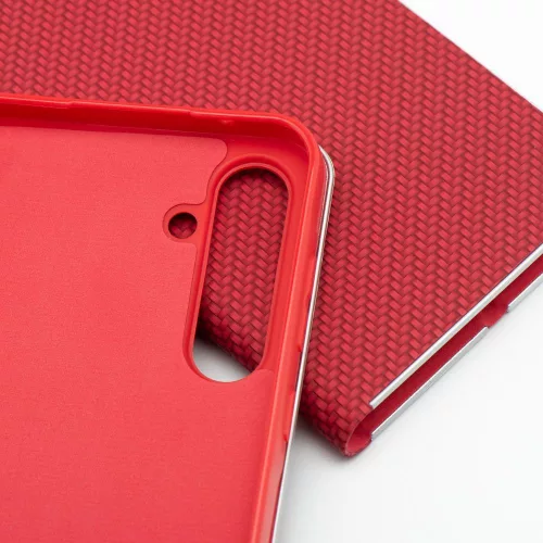 Samsung Galaxy A34 telefon tok, könyvtok, oldalra nyíló tok, mágnesesen záródó, piros, SM-A346, Luna Book