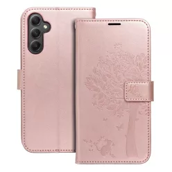   Samsung Galaxy A54 telefon tok, könyvtok, oldalra nyíló tok, mágnesesen záródó, rose gold, tree, SM-A546, Mezzo
