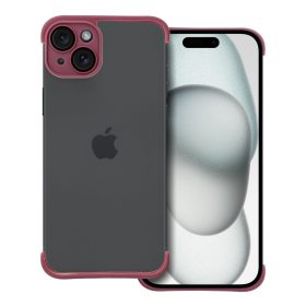   iPhone 15 Plus (6.7") keret tok, TPU tok, kameravédelem, bordó, Mini Bumpers