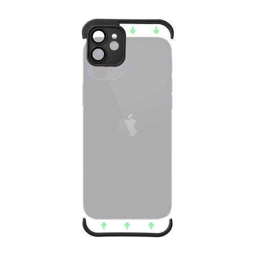 iPhone 15 Plus (6.7") keret tok, TPU tok, kameravédelem, fekete, Mini Bumpers