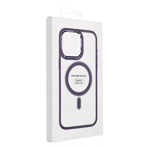 iPhone 13 Pro (6.1") szilikon tok, PC/TPU tok, magsafe, színes keretes, átlátszó/lila, Color Edge Mag Cover