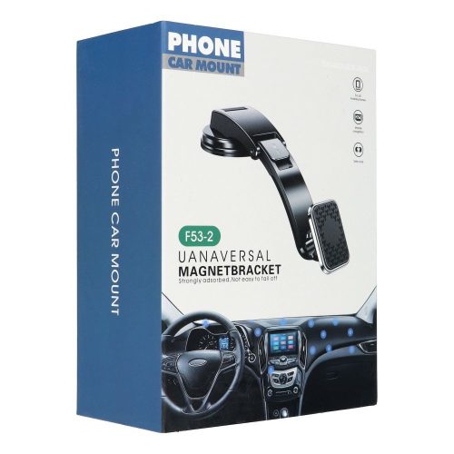 Műszerfalra helyezhető autós tartó, mágneses, ezüst, F53-2