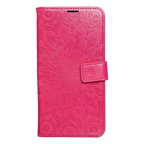 Samsung Galaxy S24 telefon tok, könyvtok, oldalra nyíló tok, mágnesesen záródó, sötét magenta, mandala, SM-S921, Mezzo