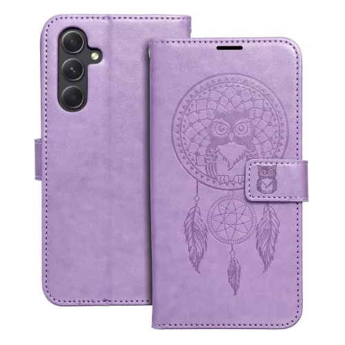 Samsung Galaxy A25 telefon tok, könyvtok, oldalra nyíló tok, mágnesesen záródó, lila, dreamcatcher, SM-A256, Mezzo