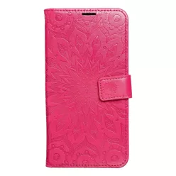   Samsung Galaxy A05 telefon tok, könyvtok, oldalra nyíló tok, mágnesesen záródó, sötét magenta, mandala, SM-A055, Mezzo