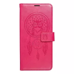   Samsung Galaxy A05 telefon tok, könyvtok, oldalra nyíló tok, mágnesesen záródó, sötét magenta, dreamcatcher, SM-A055, Mezzo