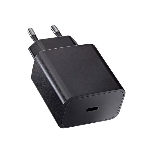 Hálózati töltőfej 1x Type-C + Type-C - Type-C adatkábel, 3A, 20W, fekete, BlueStar TFB-TC-20WPD