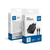 Hálózati töltőfej 1x Type-C + Type-C - Type-C adatkábel, 3A, 20W, fekete, BlueStar TFB-TC-20WPD