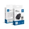 Hálózati töltőfej 1x Type-C + Type-C - Type-C adatkábel, 3A, 25W, PD / QC4.0, fekete, BlueStar