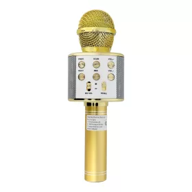   Bluetooth karaoke mikrofon, vezeték nélküli, TF kártya/pendrive, arany, CR58