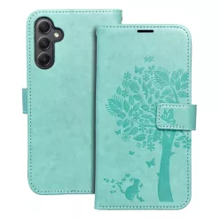  Samsung Galaxy A35 telefon tok, könyvtok, oldalra nyíló tok, mágnesesen záródó, zöld, tree, SM-A356, Mezzo