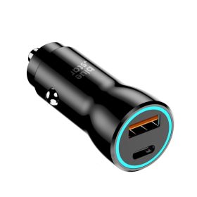   Szivartöltő fej, 1xType-C / 1xUSB, PD / QC3.0, 3A / 25W, fekete, BlueStar