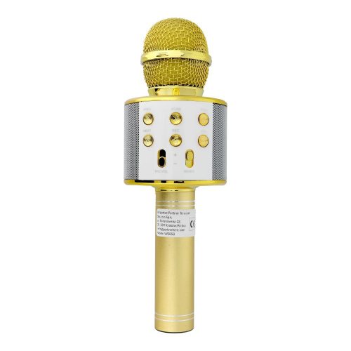 Bluetooth karaoke mikrofon hangszóróval, vezeték nélküli, arany, WS-858